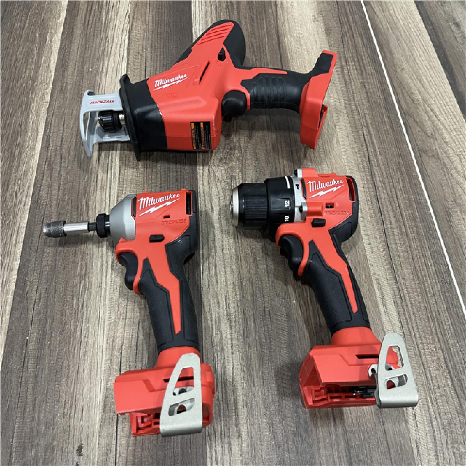 AS-IS Milwaukee M18 18-Volt Lithium-Ion Brushless Cordless Combo Kit (4-Tool) with 2-Batteries, 1-Charger and Tool Bag