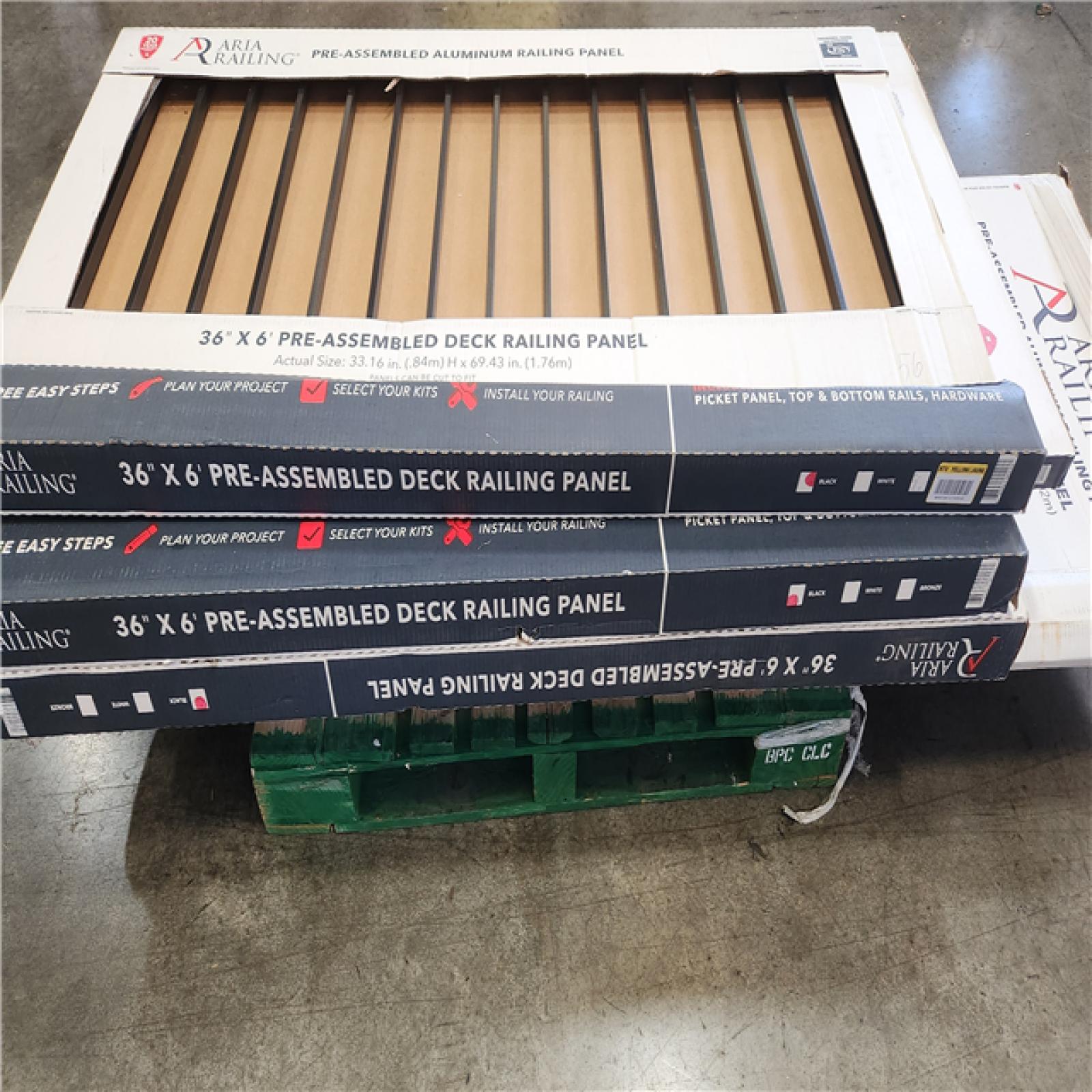 Phoenix NEW Aria Railing Stair Railing (36X6') (36X8') Pre-Assembled Deck Railing Panels Black Pallet