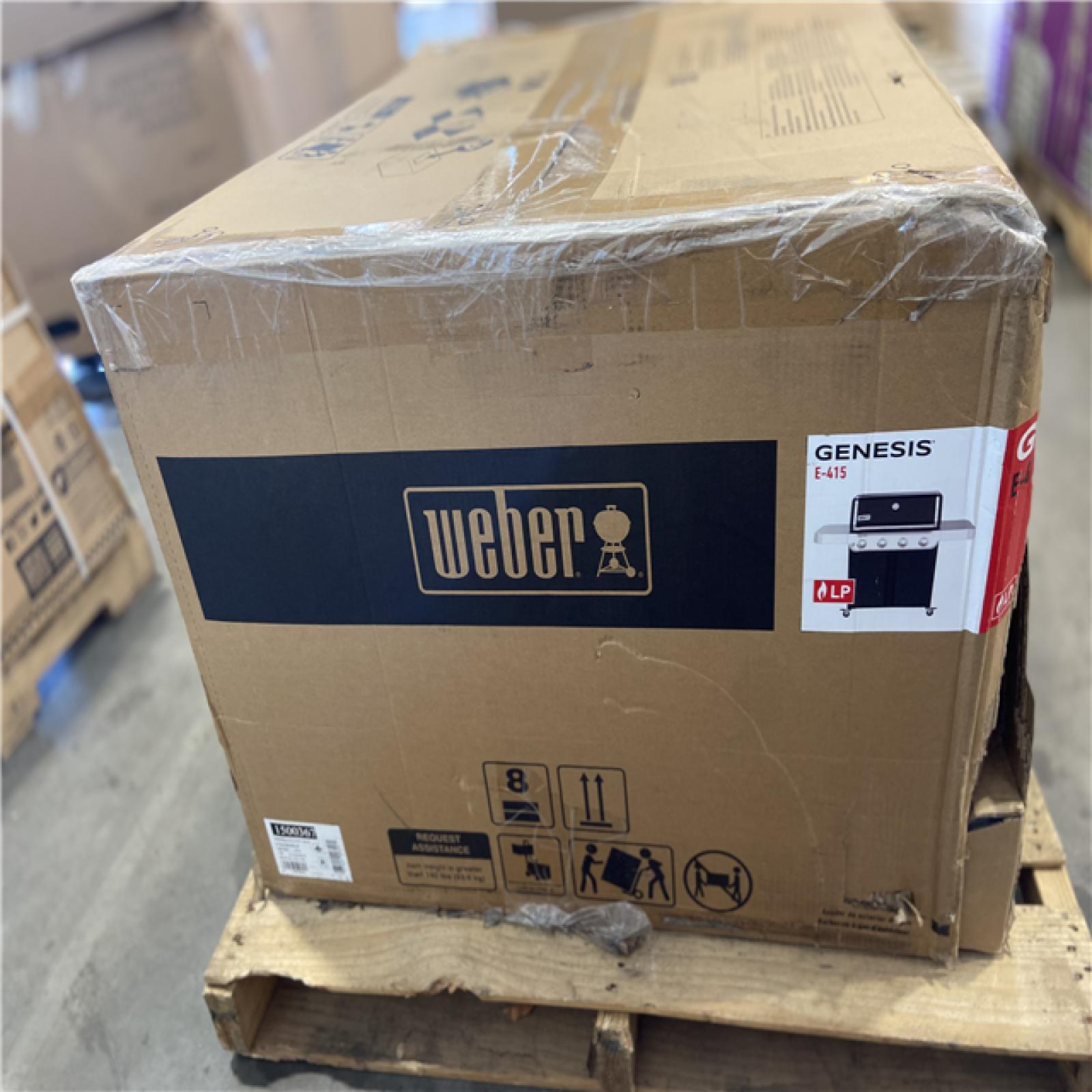DALLAS LOCATION - Weber Genesis E-415 4-Burner Liquid Propane Gas Grill in Black with Side Tables