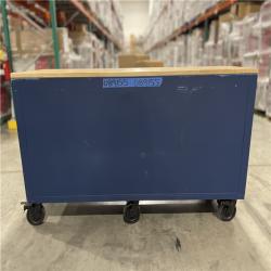 DALLAS LOCATION- AS IS- HUSKY 72 in. W x 24 in. D Heavy Duty 18-Drawer Adjustable Height Mobile Workbench with Solid Wood Top in Matte Blue