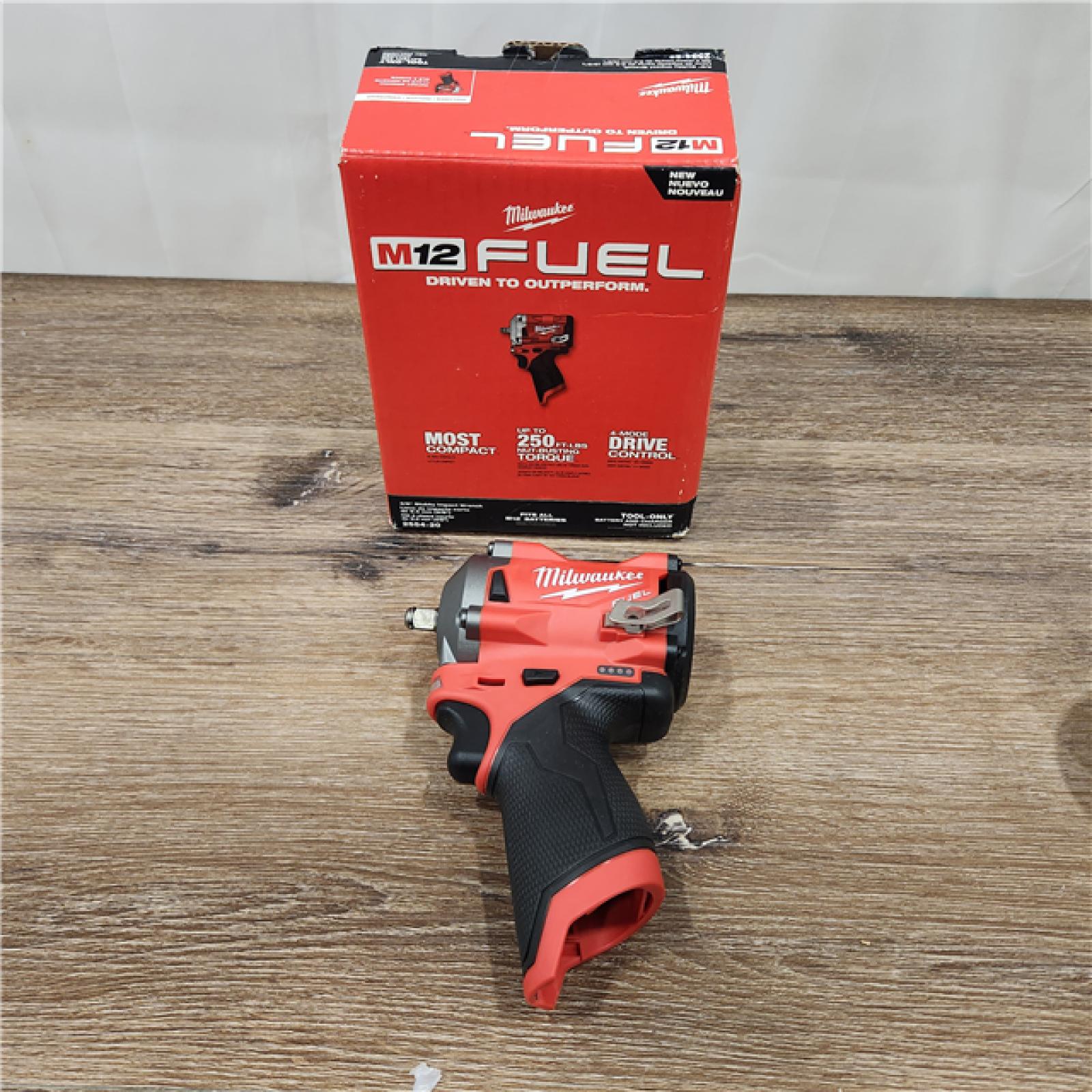 AS-IS Milwaukee  M12 FUEL 12V Lithium-Ion Brushless Cordless Stubby 3/8 in. Impact Wrench (Tool-Only)