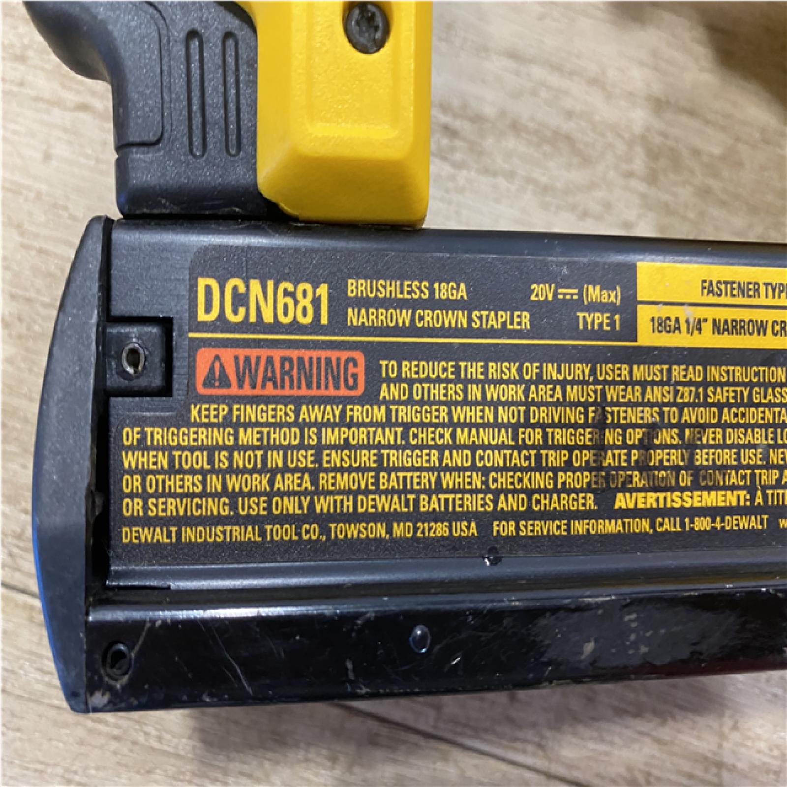 AS-IS DEWALT Cordless 18-Gauge Narrow Crown Stapler (Tool Only)