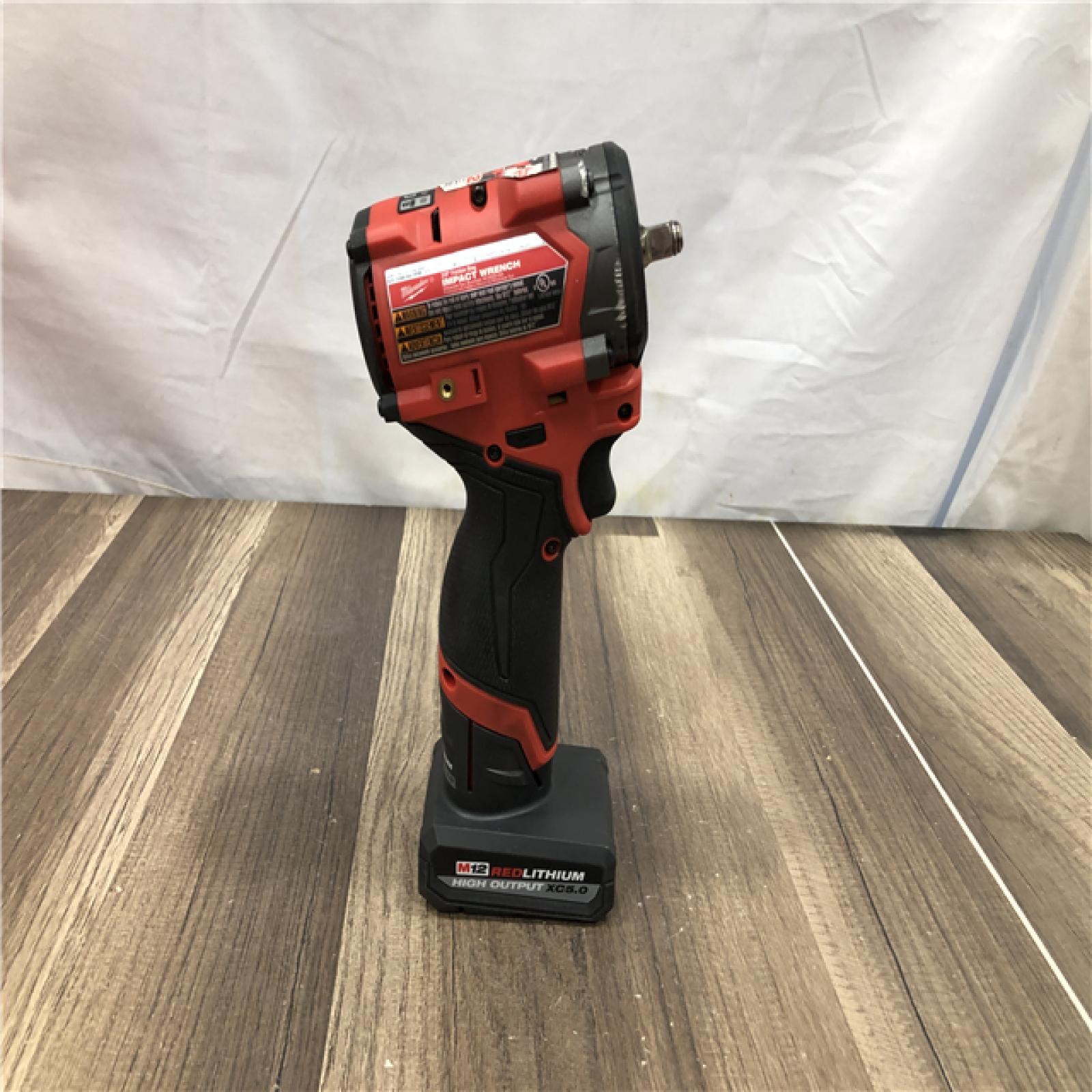 AS-IS Milwaukee FUEL 12V Li-Ion Brushless Cordless Stubby 3/8 in. Impact Wrench Kit