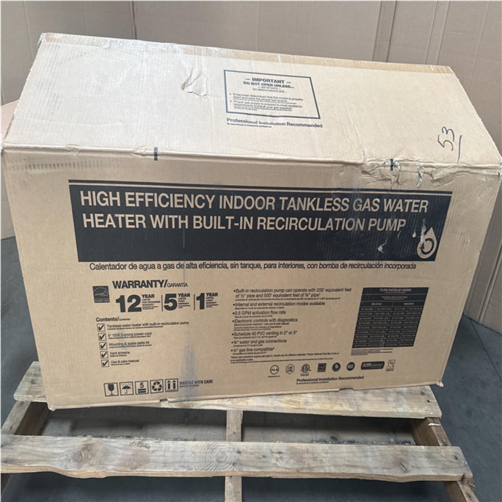 CALIFORNIA LIKE NEW RHEEM HIGH EFFICIENCY INDOOR TANKLESS WATER HEATER