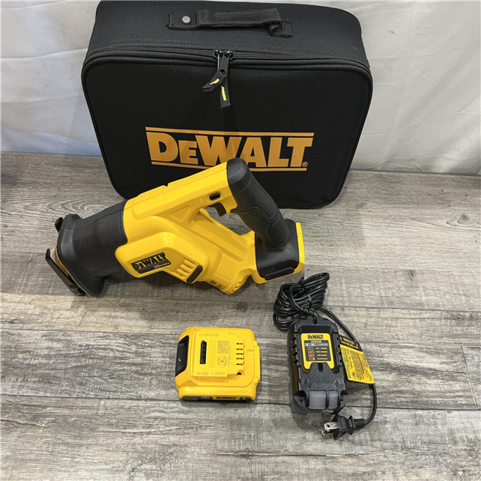 AS-IS DEWALT 20-Volt MAX Lithium-Ion Cordless Compact Reciprocating Saw with Battery 2Ah  Charger and Kit Bag