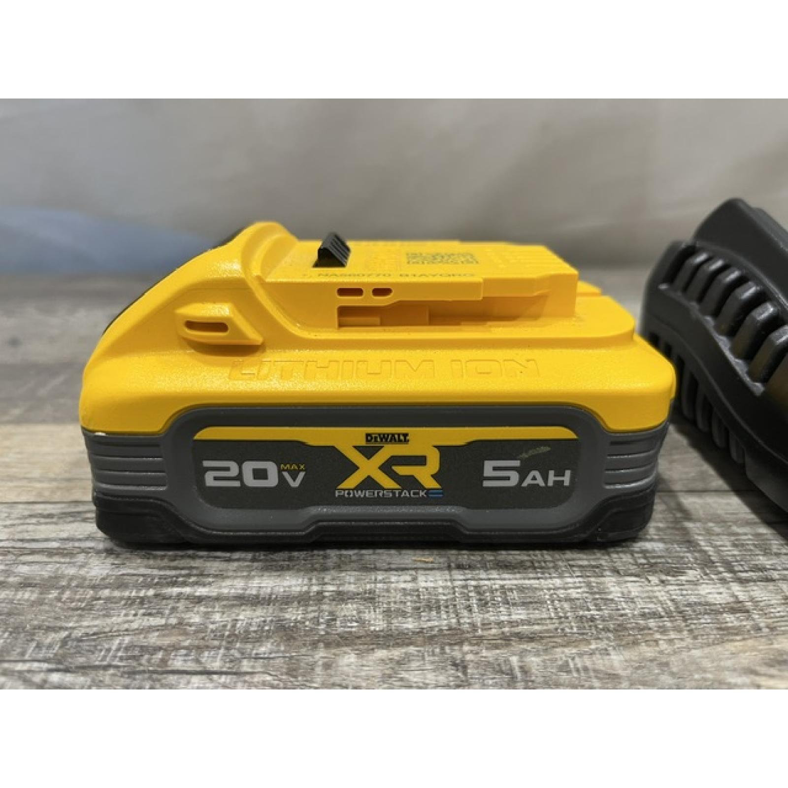 AS-IS DEWALT 20V MAX XR POWERSTACK Lithium-Ion Battery Starter Kit with 5.0Ah Battery and Charger