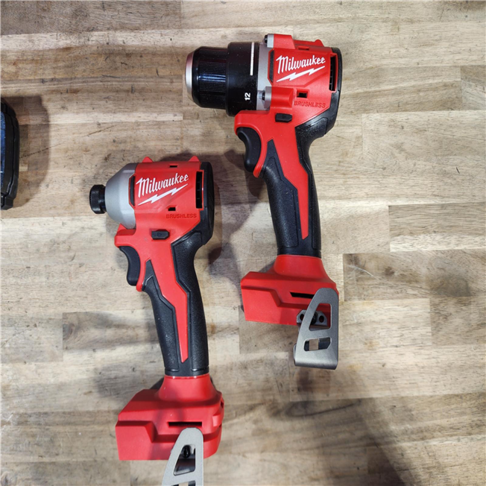 HOUSTON LOCATION - AS-IS Milwaukee M18 18V Lithium-Ion Brushless Cordless Compact Drill/Impact Combo Kit (2-Tool) W/(2) 2.0 Ah Batteries, Charger & Bag