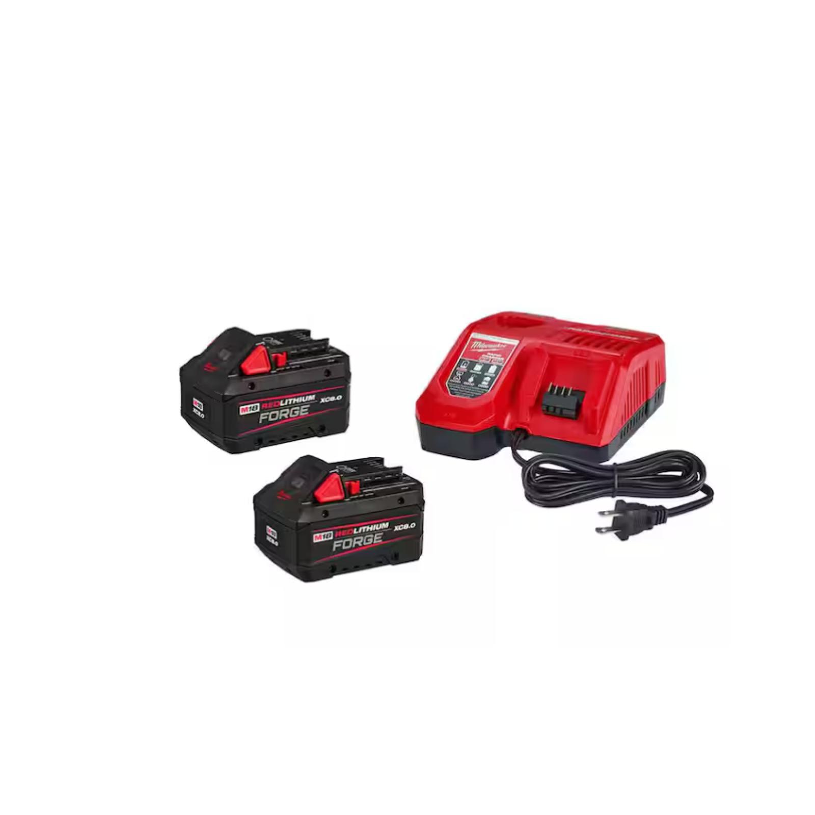 NEW! MILWAUKEE M18 18-Volt Lithium-Ion REDLITHIUM FORGE Starter Kit with (2) 8. 0Ah Battery and Rapid Charger