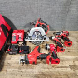 HOUSTON LOCATION - AS-IS MILWAUKEE 5 TOOL COMBO KIT W/ (2) BATTERY & CHARGER