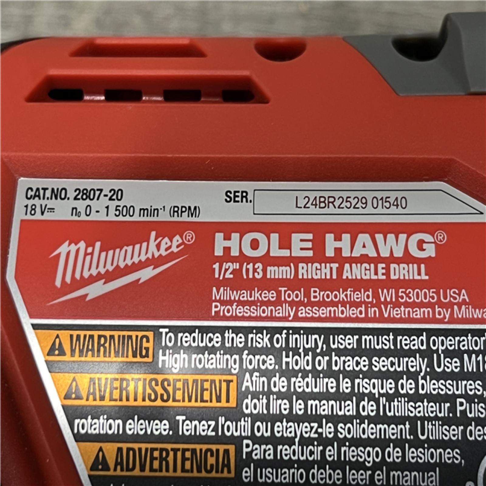 AS-IS Milwaukee FUEL GEN II 18V Lithium-Ion Brushless Cordless 1/2 in. Hole Hawg Right Angle Drill (Tool-Only)