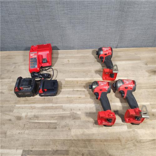 HOUSTON LOCATION - AS-IS Milwaukee 3 Tool Combo Kit W/ (2) Battery & Charger