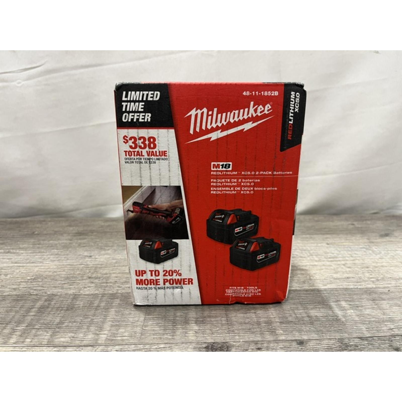 NEW - Milwaukee 18-Volt Lithium-Ion XC Extended Capacity 5.0 Ah Battery Pack (2-Pack)