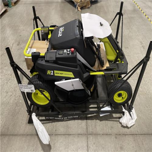 DALLAS LOCATION - RYOBI R1 80V HP Brushless Lithium Battery Cordless Electric 30 in. Riding Lawn Mower with 14 Ah Battery and Charger