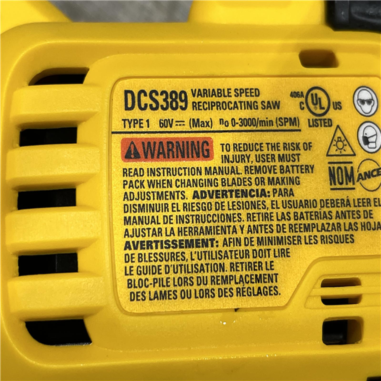AS-IS DEWALT FLEXVOLT 60V MAX Cordless Brushless Reciprocating Saw (Tool Only)