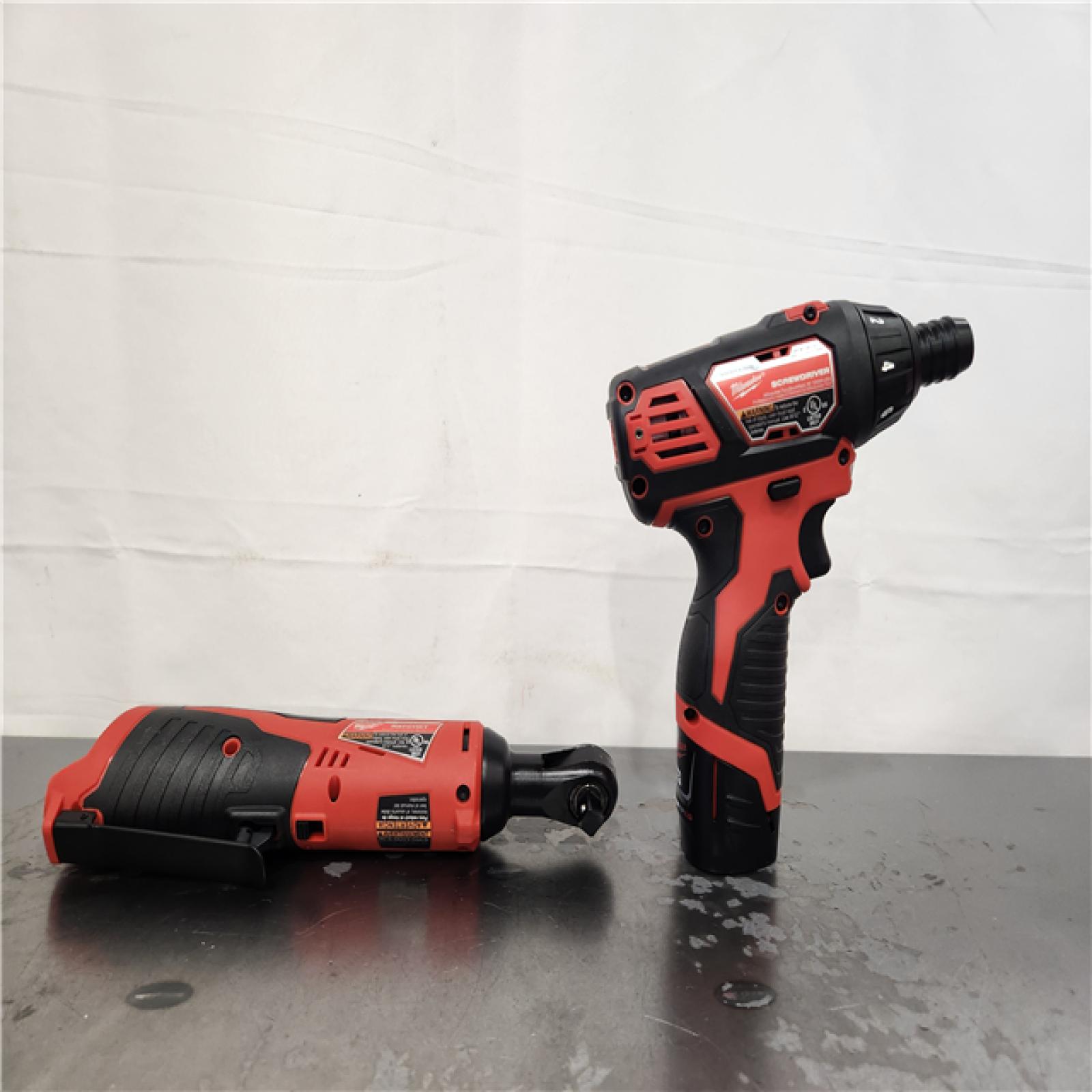 AS-IS- Milwaukee M12 Brushed Cordless 3/8 in. Ratchet and Screwdriver (2-Tool) Combo Kit