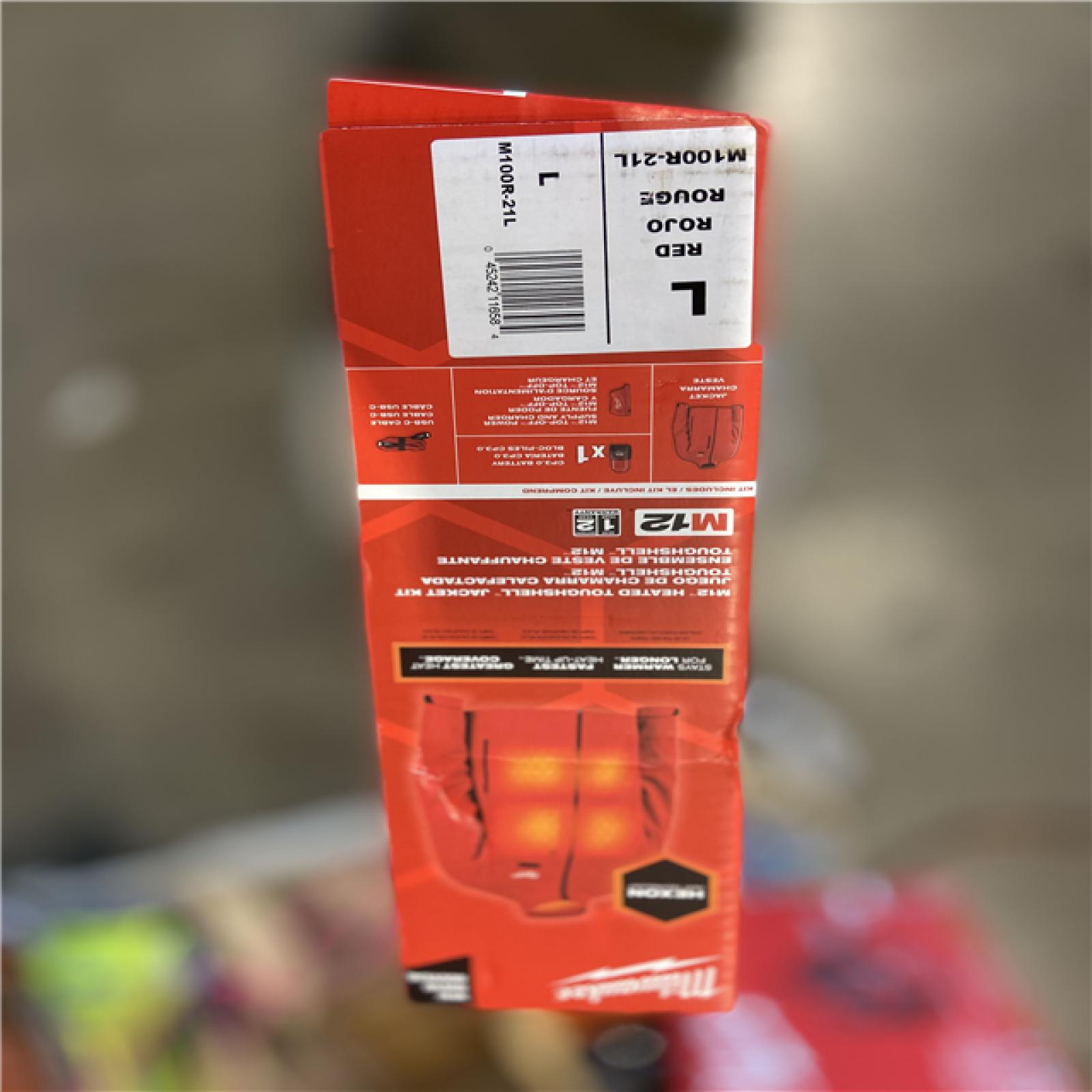 NEW! - Milwaukee Men's Large M12 12V Lithium-Ion Cordless TOUGHSHELL Red Heated Jacket Kit