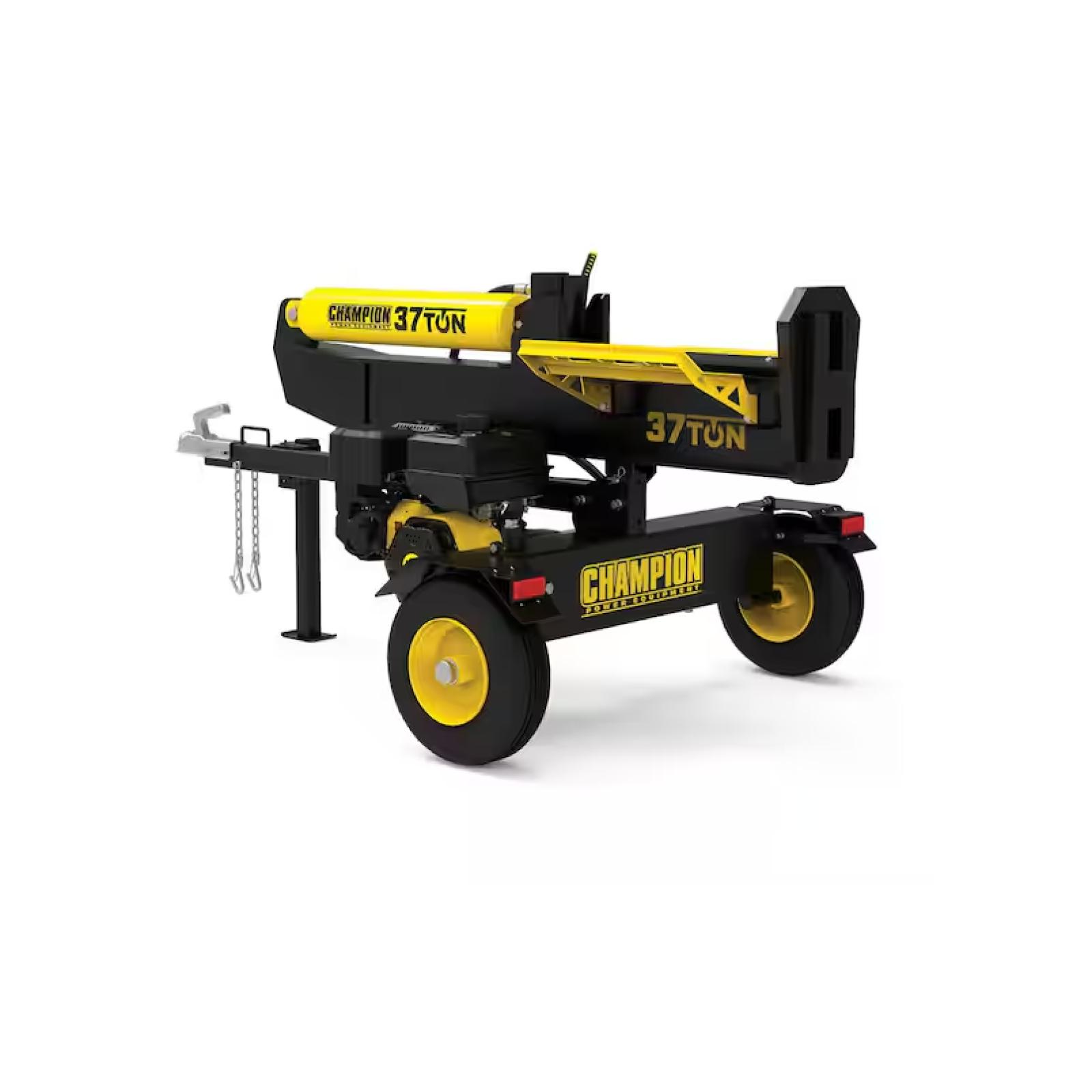 DALLAS LOCATION - Champion Power Equipment 37 Ton 338 cc Gas Powered Full Beam Log Splitter w/ Vertical/Horizontal Operation and Auto Return with Hydraulic Oil