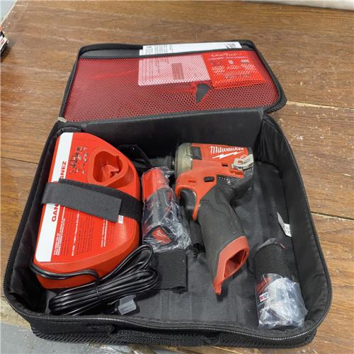 AS-IS M12 FUEL SURGE 12V Lithium-Ion Brushless Cordless 1/4 in. Hex Impact Driver Compact Kit W/Two 2.0Ah Batteries, Bag