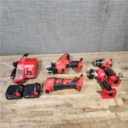 HOUSTON LOCATION - AS-IS MILWAUKEE 4 TOOL COMBO KIT W/ (2) BATTERY & CHARGER