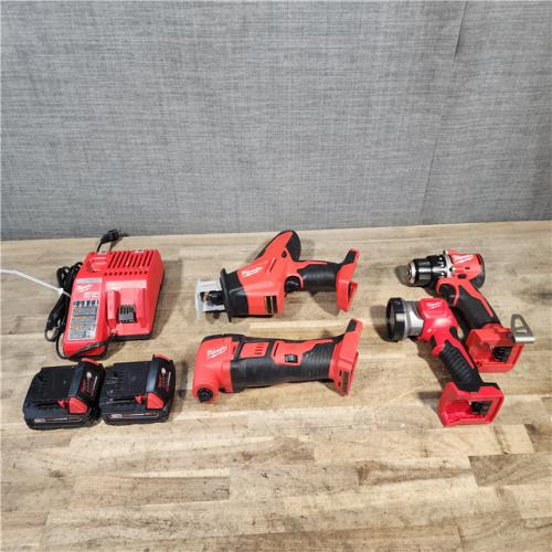 HOUSTON LOCATION - AS-IS MILWAUKEE 4 TOOL COMBO KIT W/ (2) BATTERY & CHARGER