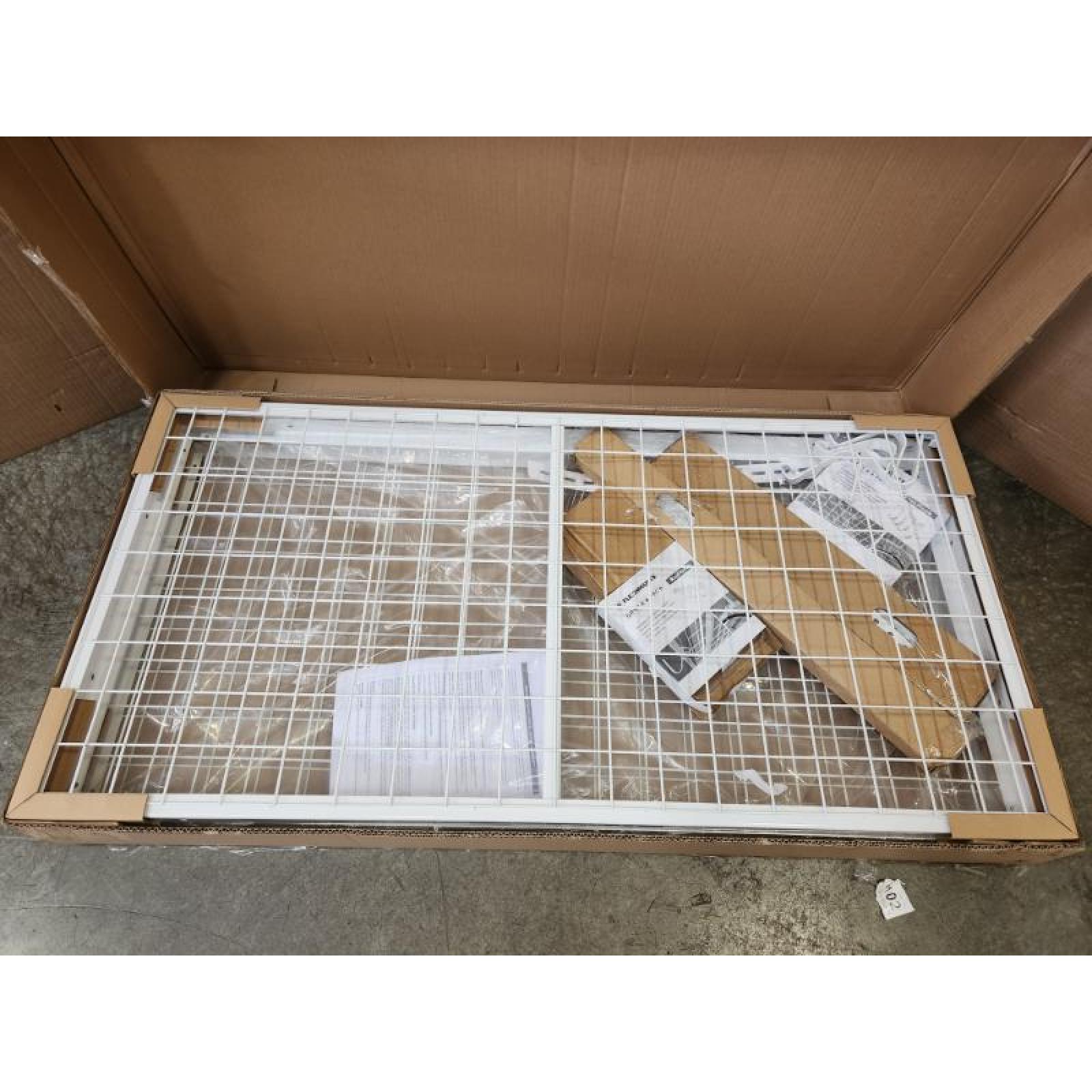 Phoenix NEW FLEXIMOUNTS OHK Series 48 in. W x 72 in. D x 22-40 in. H White Ceiling Mounted Overhead Garage Storage Rack with Accessory Hooks