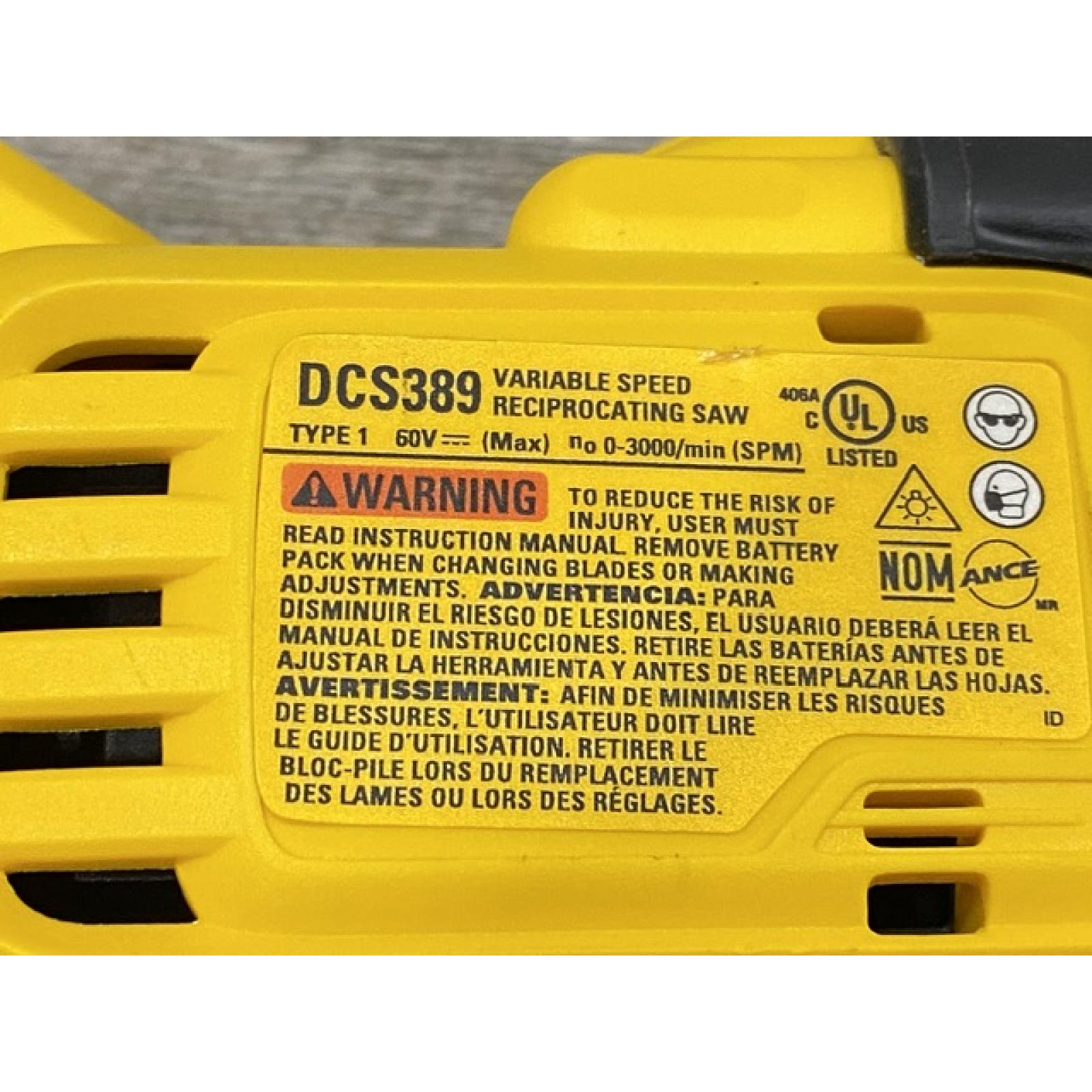 AS-IS DEWALT FLEXVOLT 60V MAX Cordless Brushless Reciprocating Saw (Tool Only)