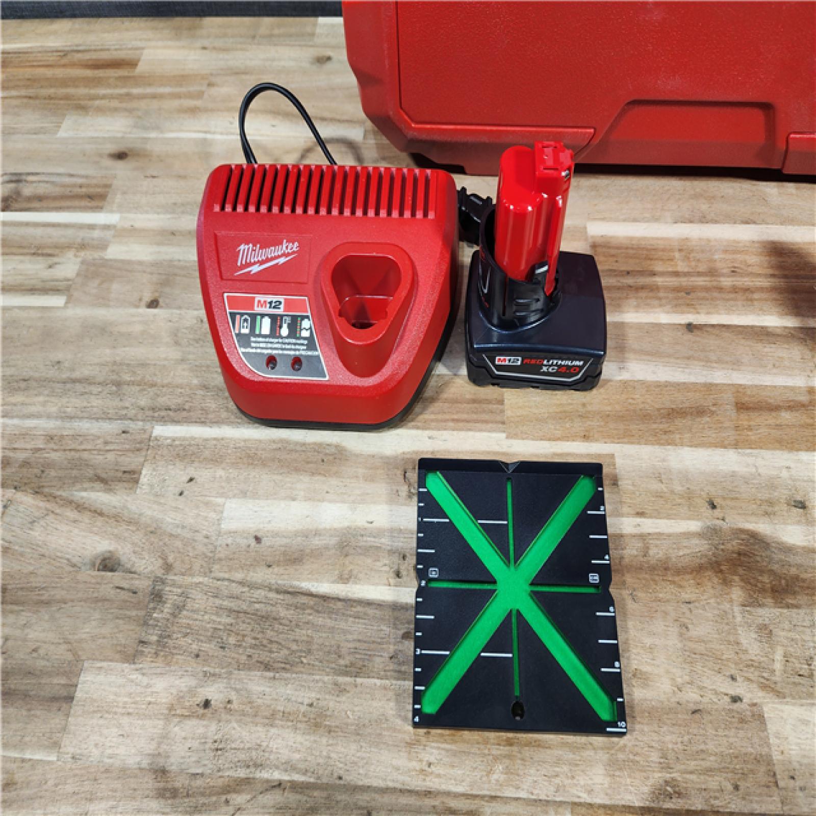 HOUSTON LOCATION - AS-IS (APPEARS LIKE NEW) Milwaukee 12-Volt Lithium-Ion Cordless Green 250 ft. 3-Plane Laser Level Kit