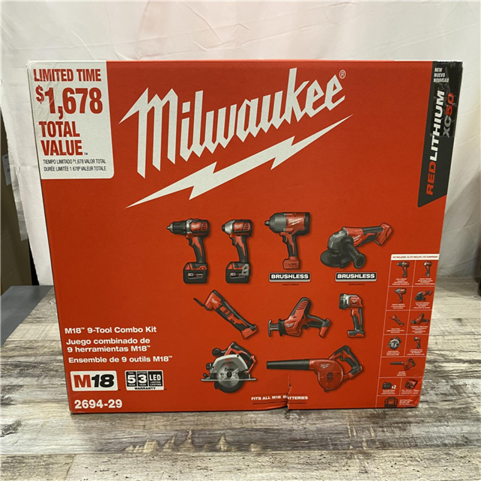 NEW - Milwaukee 18-Volt Lithium-Ion Cordless (9-Tool) Combo Kit