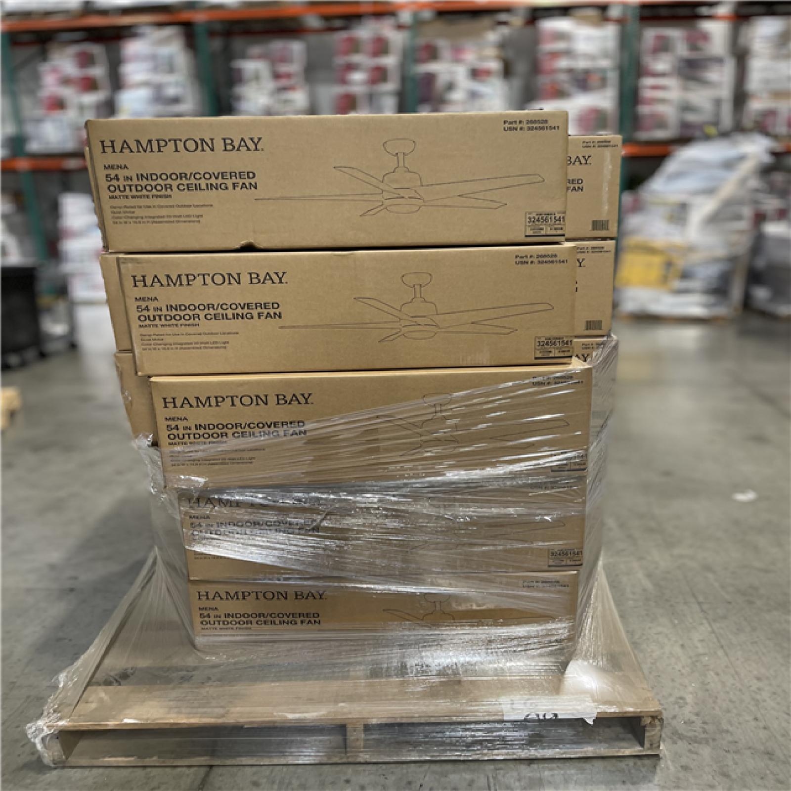 DALLAS LOCATION- NEW!- Hampton Bay Indoor/Covered Outdoor Color Changing Ceiling Fan 54 in. x 16.8 in. (Units 20)