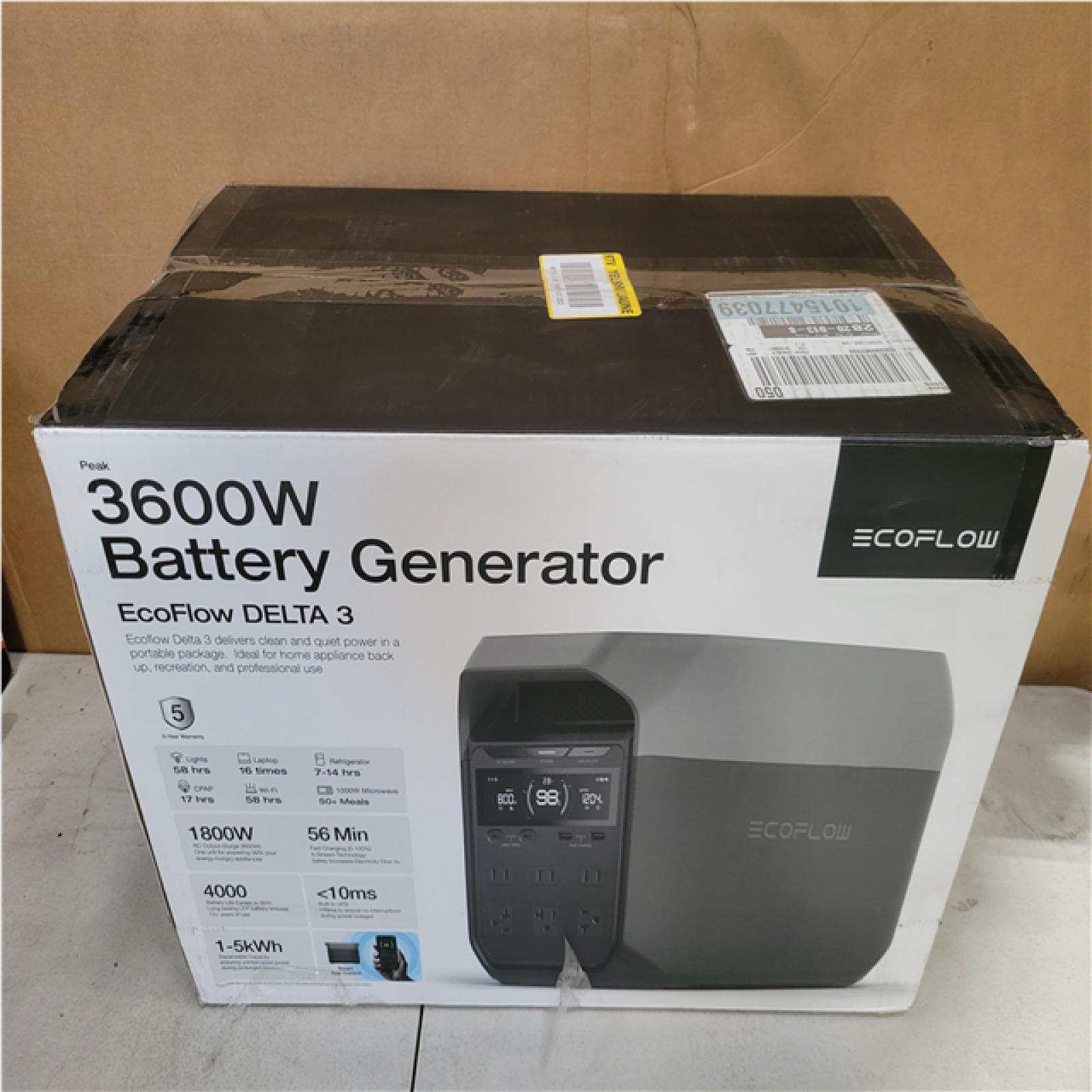 CALIFORNIA AS-IS ECOFLOW 1800-WATT DELTA 3 BATTERY GENERATOR