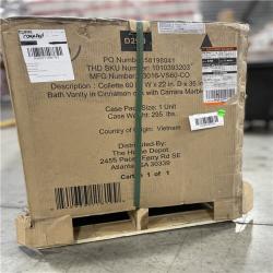 DALLAS LOCATION- Collette 60in. w x 22in. D 35in. H  Bath Vanity in Cinnamon Oak with Carrara Marble Top
