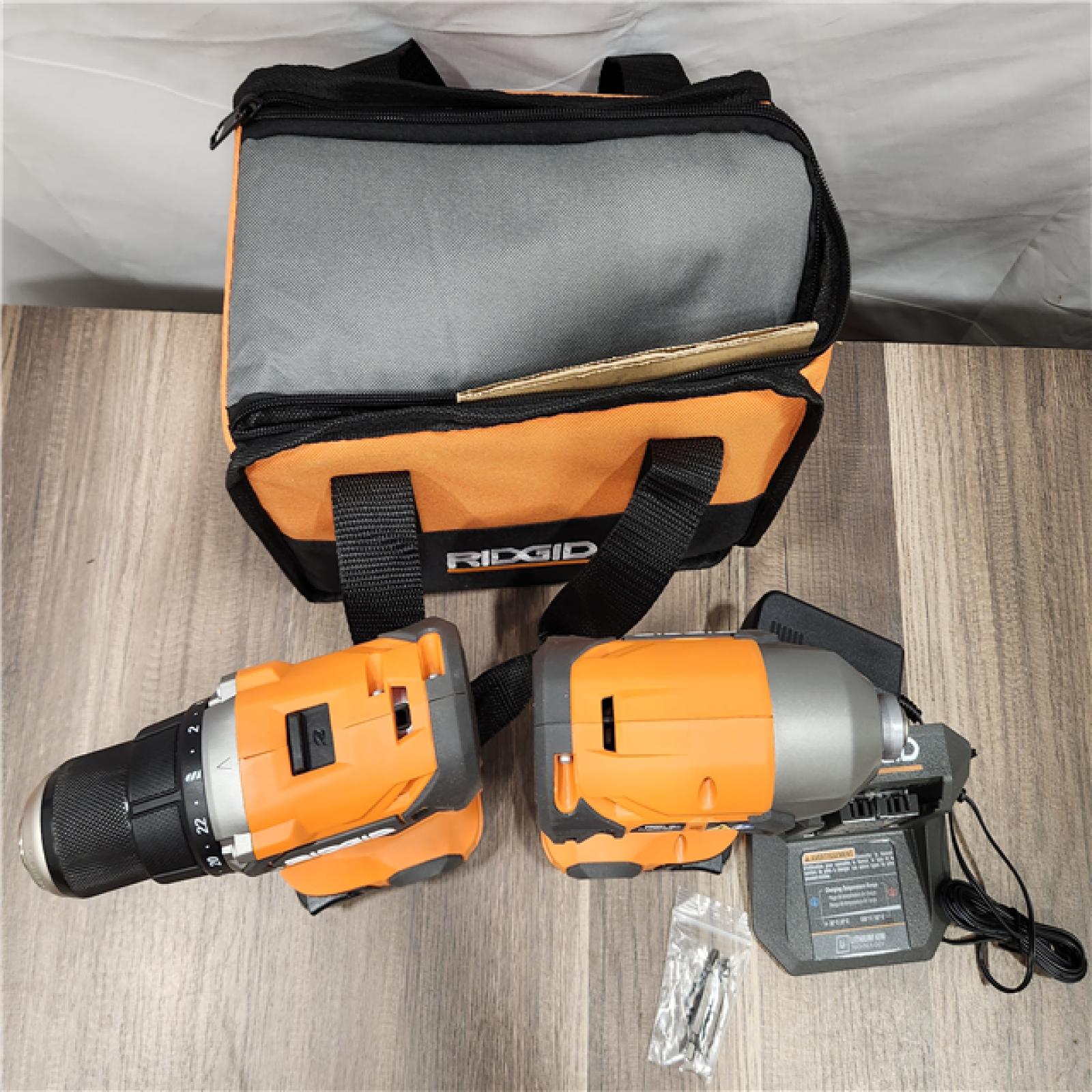 AS-IS  RIDGID 18v 2 Tool Combo Kit 1/2 Drill/Driver 1/4 Impact Driver