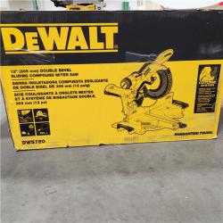 Like New  DEWALT 15 Amp Corded 12 in. Double Bevel Sliding Compound Miter Saw, Blade Wrench and Material Clamp