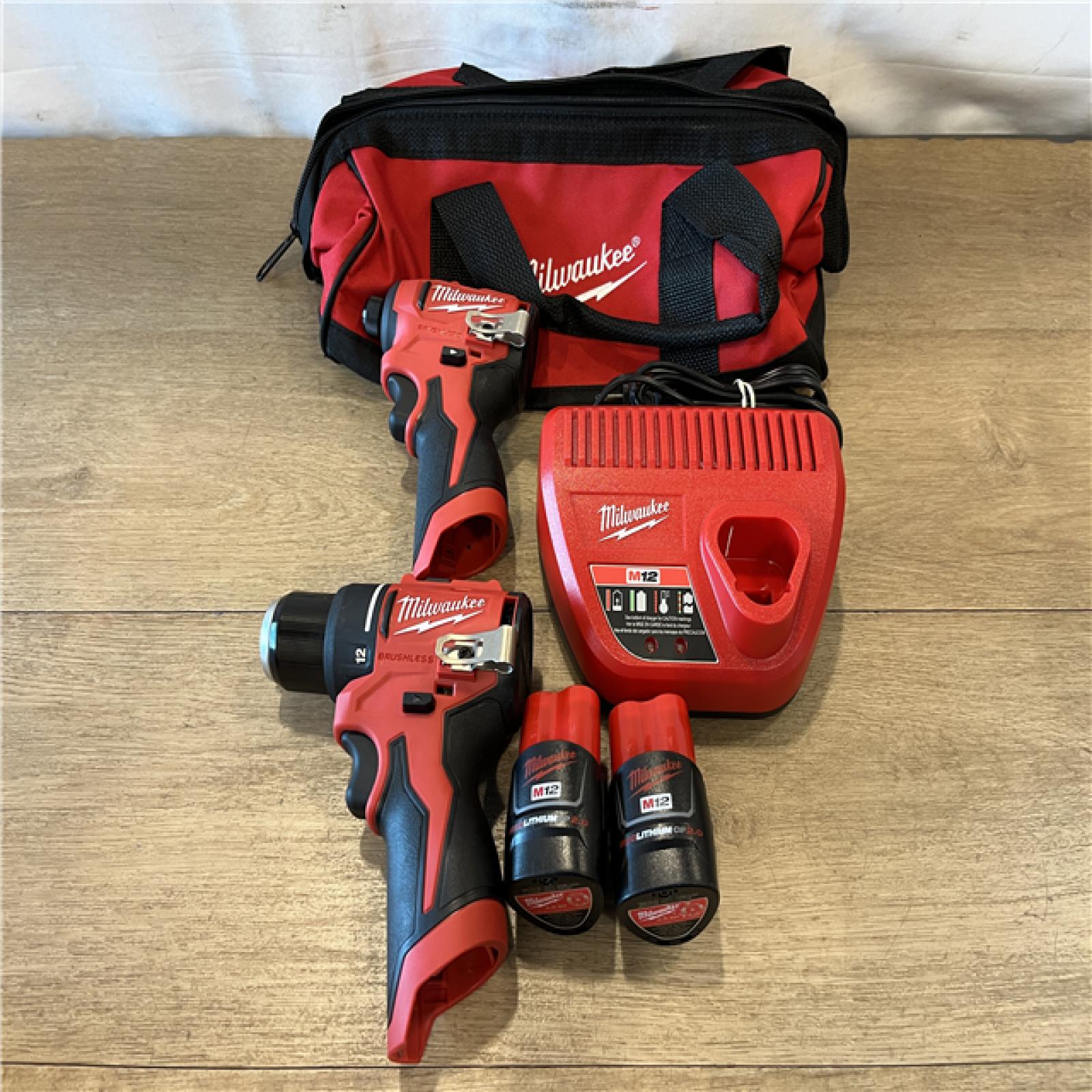 AS-IS Milwaukee 12-Volt Lithium-Ion Brushless Cordless Subcompact Drill and Impact Driver Combo Kit
