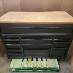 Phoenix LIKE NEW Husky Heavy Duty 61 in. W x 22 in. D 15-Drawer Matte Black Mobile Workbench Cabinet with Solid Wood Top