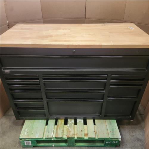 Phoenix LIKE NEW Husky Heavy Duty 61 in. W x 22 in. D 15-Drawer Matte Black Mobile Workbench Cabinet with Solid Wood Top