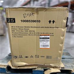 DALLAS LOCATION - AS-IS Husky 46 in. W x 18 in. D 9-Drawer Gloss Green Mobile Workbench Cabinet with Solid Wood Top