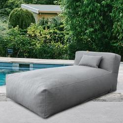 Phoenix 2 Evita Patio Furniture Bed Beach Olefin Plastic Outdoor Chaise Lounge Chair with Dark Grey Cushions