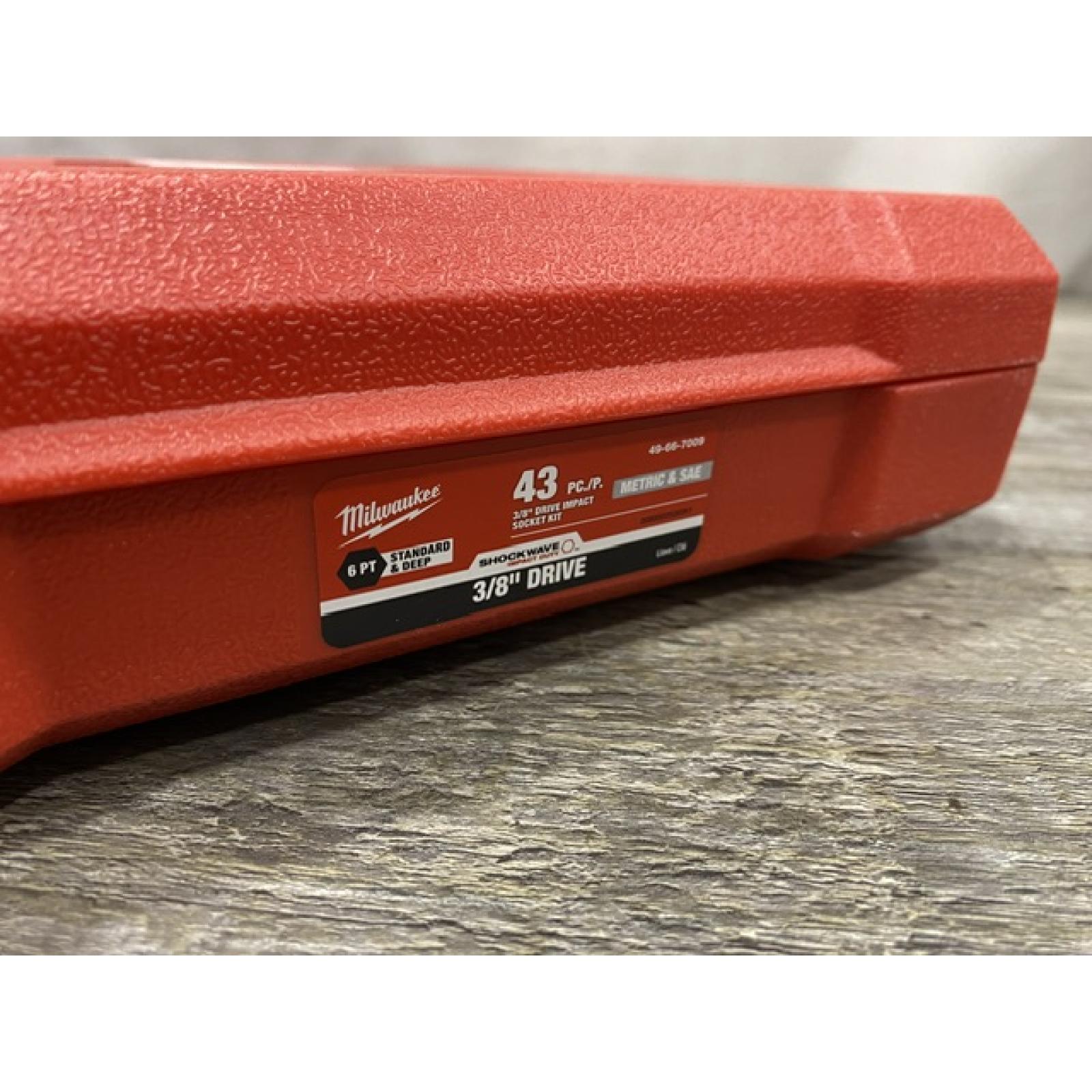 AS-IS Milwaukee SHOCKWAVE 3/8 in. Drive SAE and Metric 6 Point Impact Socket Set (43-Piece)