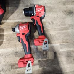 HOUSTON LOCATION - AS-IS Milwaukee M18 18V Lithium-Ion Brushless Cordless Compact Drill/Impact Combo Kit (2-Tool) W/(2) 2.0 Ah Batteries  Charger & Bag