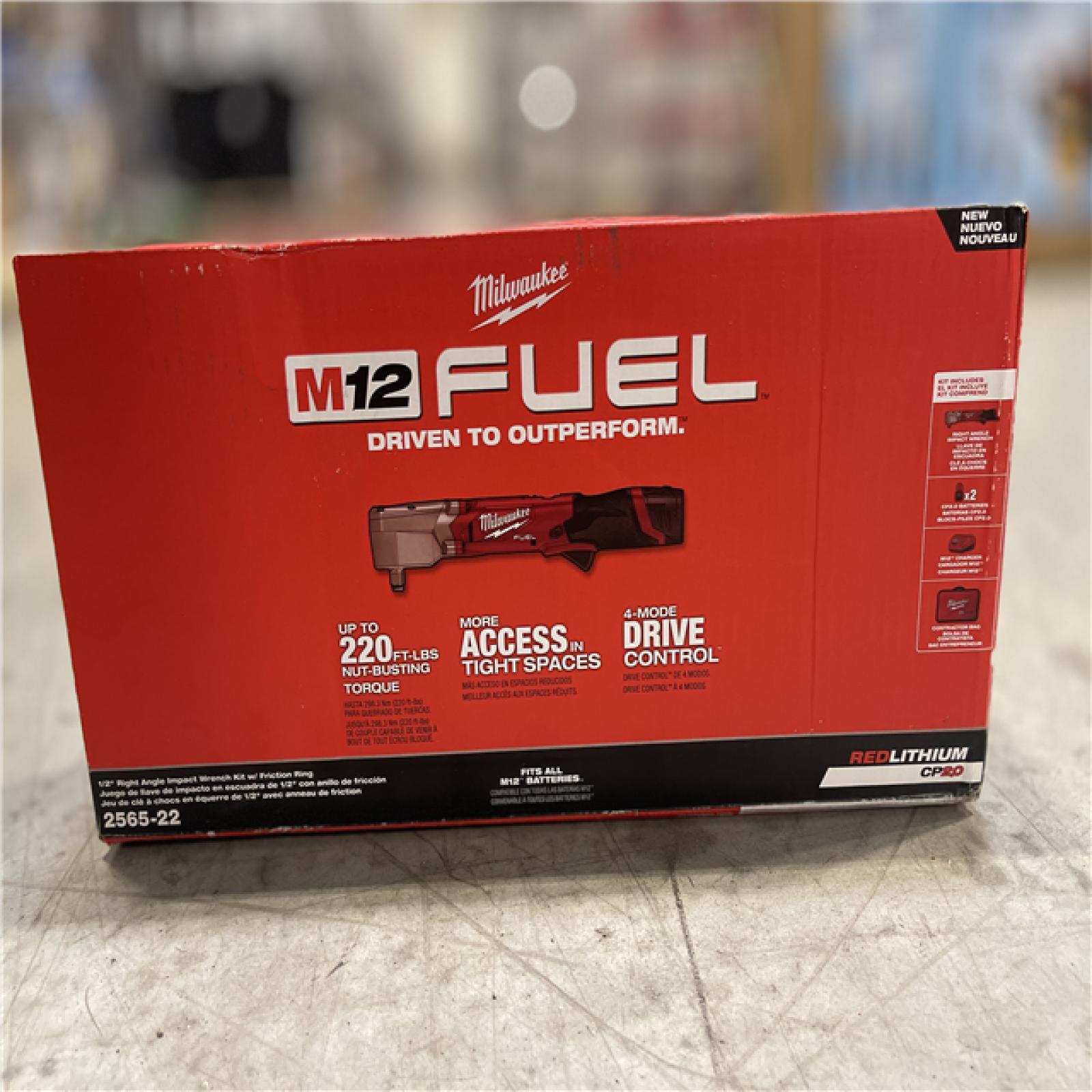 DALLAS LOCATION- NEW!- Milwaukee M12 FUEL 12V Cordless 1/2 in. Right Angle Impact Wrench Kit