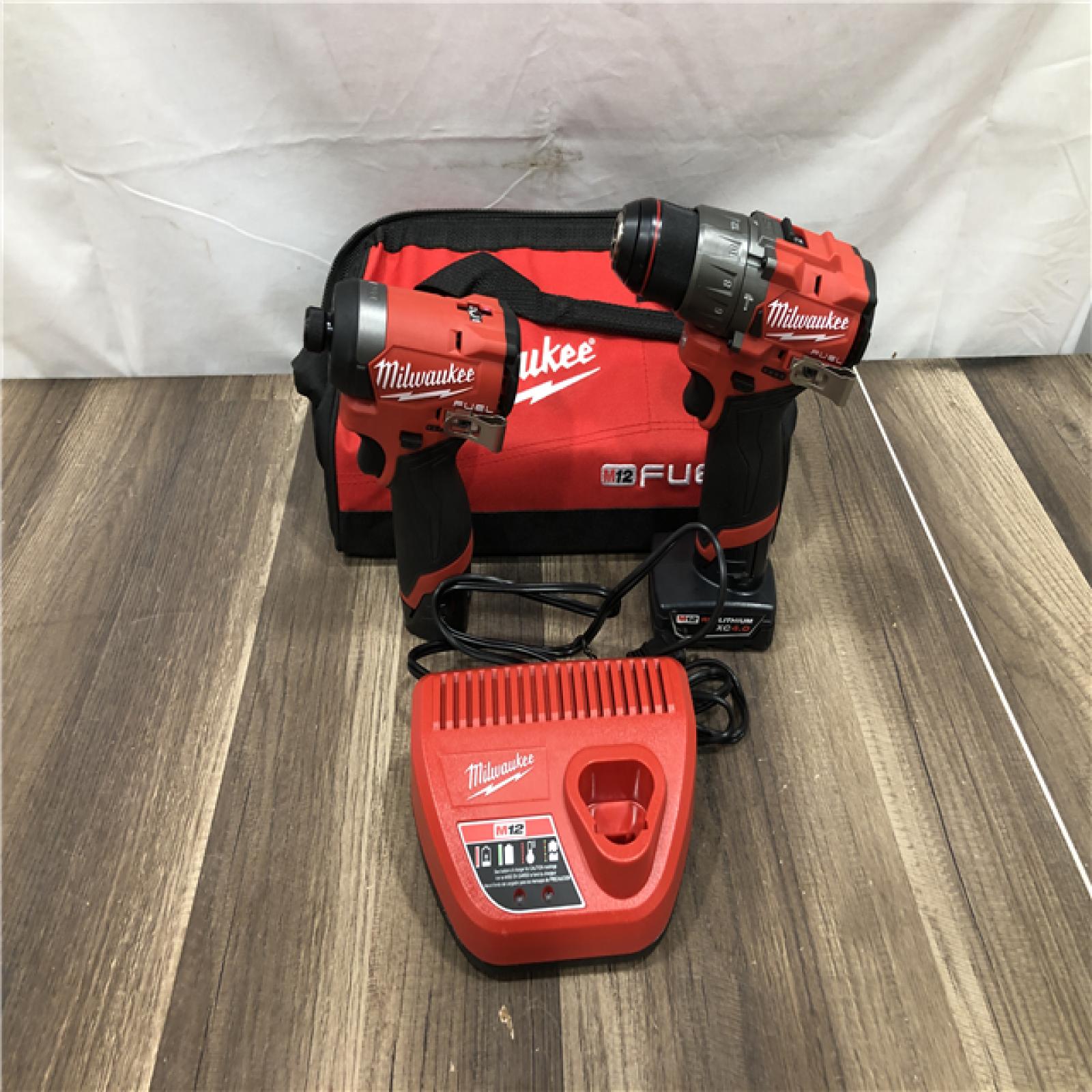 AS-IS Milwaukee FUEL 12-Volt Lithium-Ion Brushless Cordless Hammer Drill and Impact Driver Combo Kit