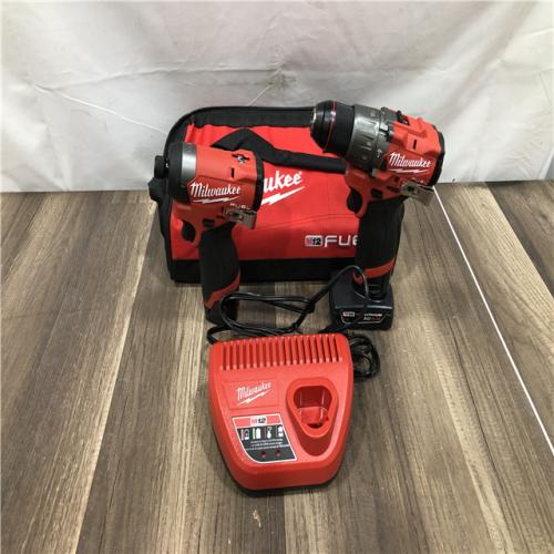 AS-IS Milwaukee FUEL 12-Volt Lithium-Ion Brushless Cordless Hammer Drill and Impact Driver Combo Kit