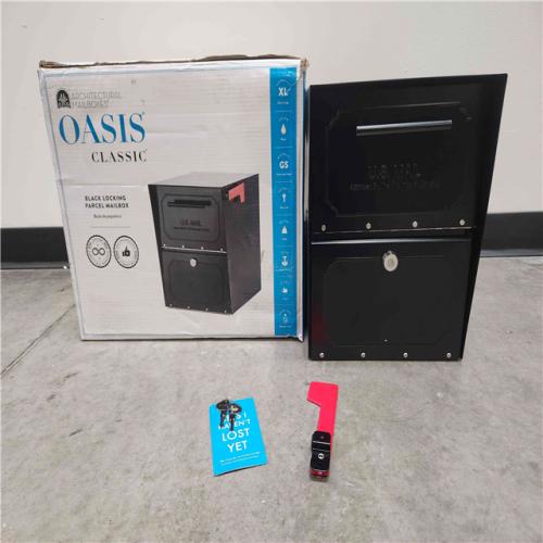 Phoenix Location Architectural Mailboxes Oasis Classic Black, Extra Large, Steel, Locking, Post Mount Parcel Mailbox with High Security Reinforced Lock