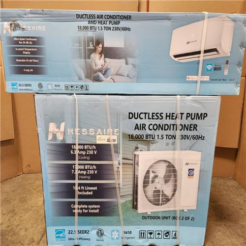 Phoenix Location NEW Hessaire DIY 22.5 SEER2 18,000 BTU Wi-Fi 1.5-Ton Ductless Mini Split Air Conditioner,Heat Pump, Variable Speed Inverter-208V/230V