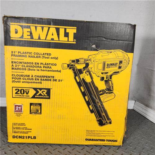 Houston location- AS-IS DeWalt DCN21PLB 20V MAX 21-Degree Plastic Collated Framing Nailer (Bare Tool)