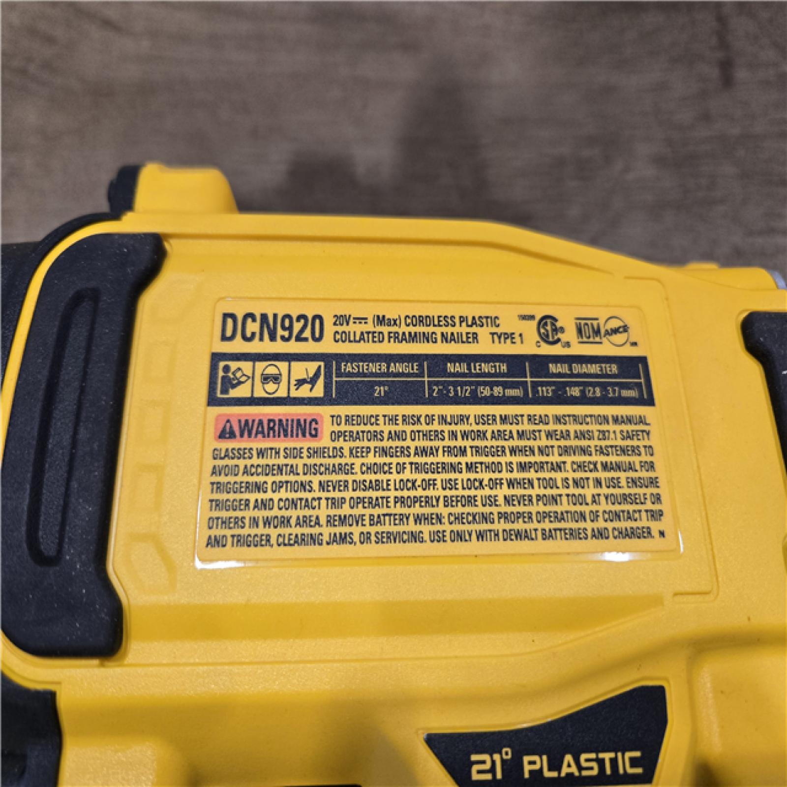AS-IS DEWALT 20-Volt 21° Cordless Framing Nailer (Tool-Only)