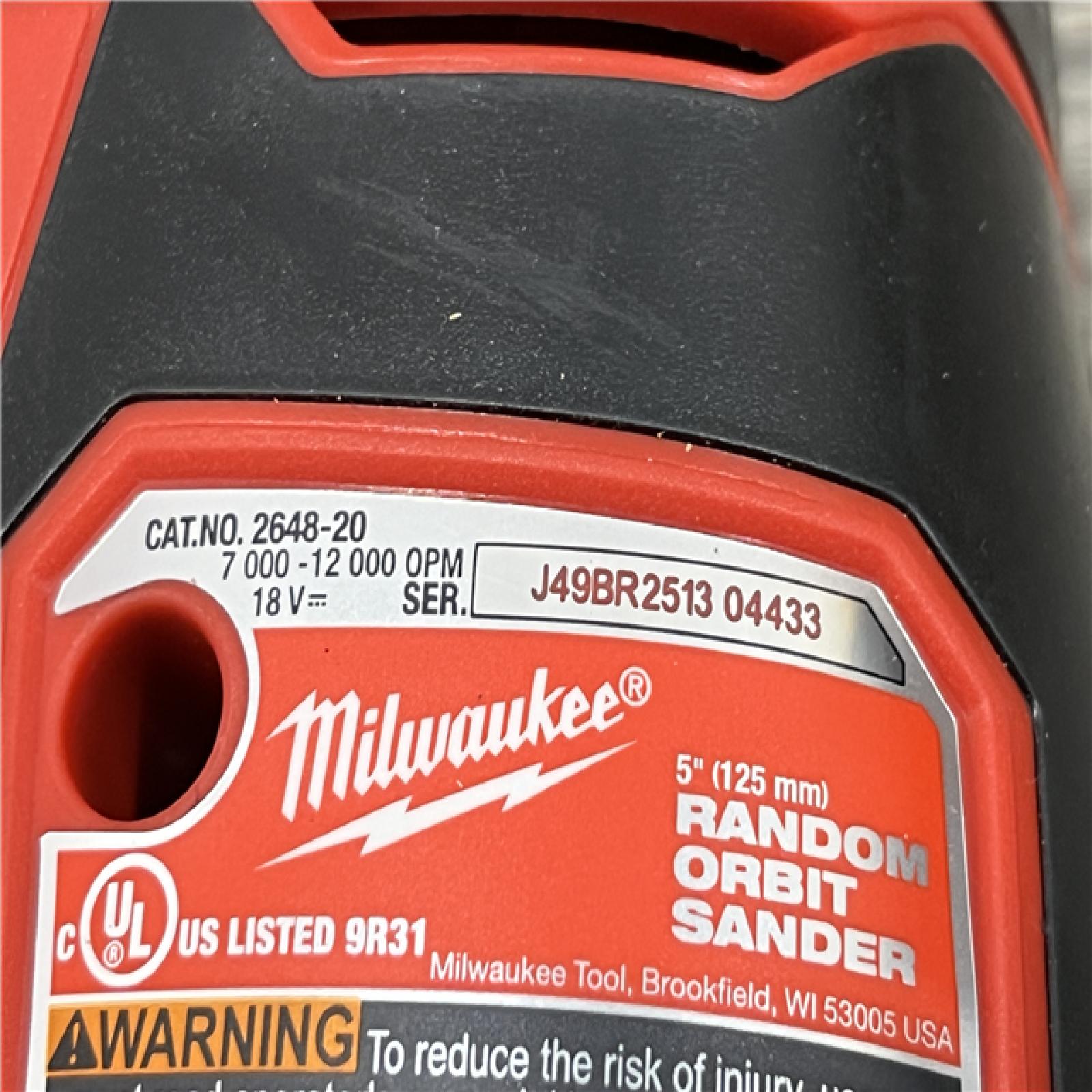 AS-IS Milwaukee 18V Lithium-Ion Cordless 5 in. Random Orbit Sander (Tool-Only)