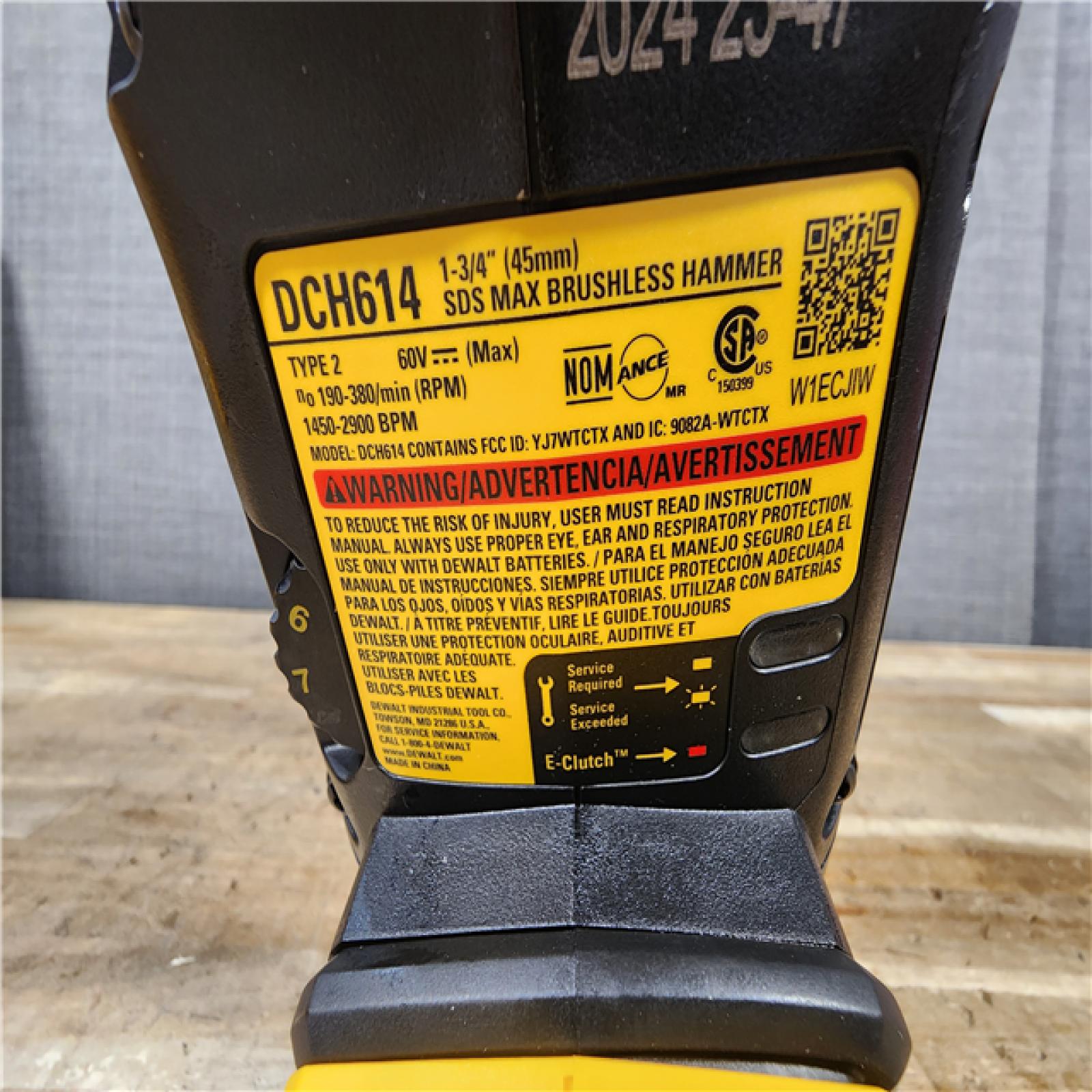 HOUSTON LOCATION - AS - IS DEWALT FLEXVOLT 60V MAX Lithium-Ion Brushless Cordless 1-3/4 in. SDS MAX Combination Rotary Hammer (Tool Only)