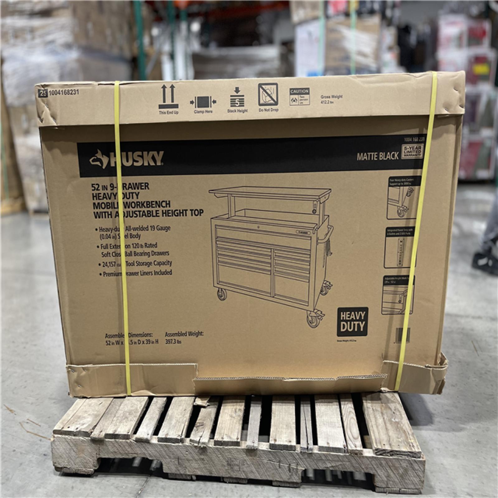 DALLAS LOCATION- Husky 52 in. W x 25 in. D Heavy Duty 9-Drawer Mobile Workbench